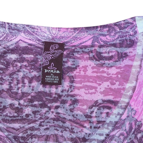 Prana XL Pink Purple Graphic Yoga Hiking Tee Boho Athleisure USA - Picture 2 of 5